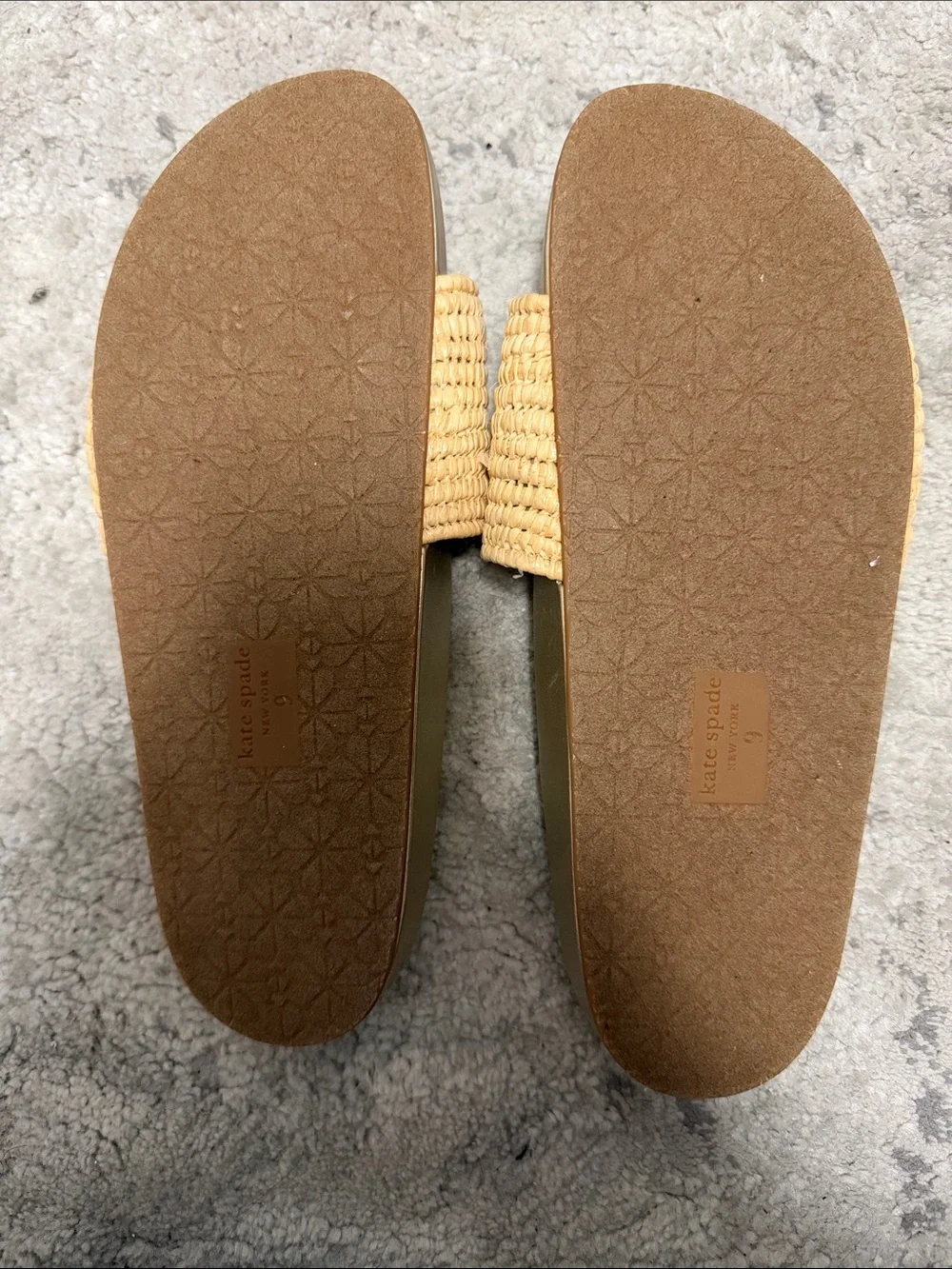 kate spade Tan Woven Buckle Slide Mules